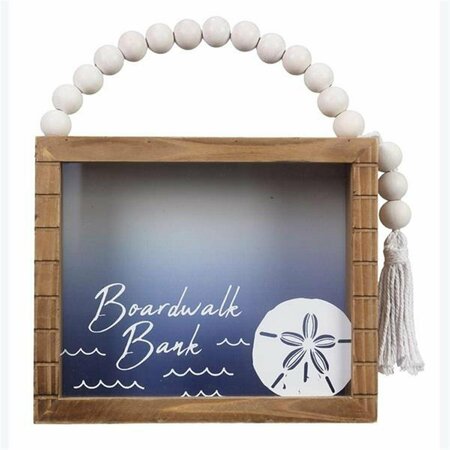 YOUNGS Wood Framed Coastal Ombre Bank with Blessing Bead Handle 62231